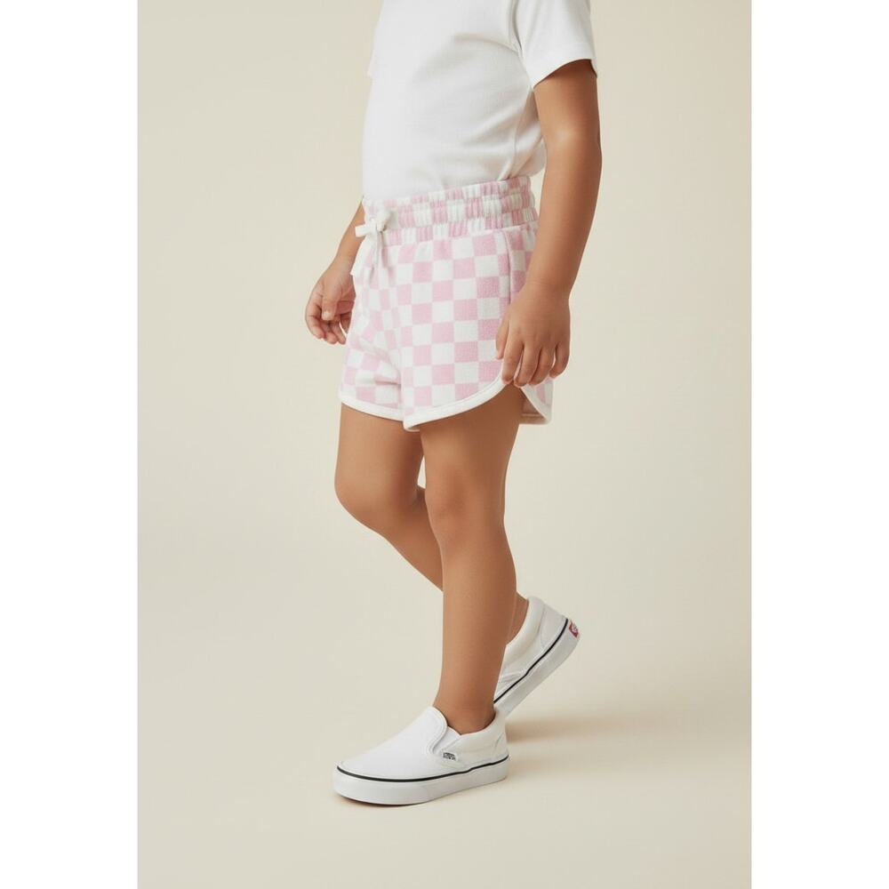 Grayson Mini Pink Check French Terry Shorts Girls 18M